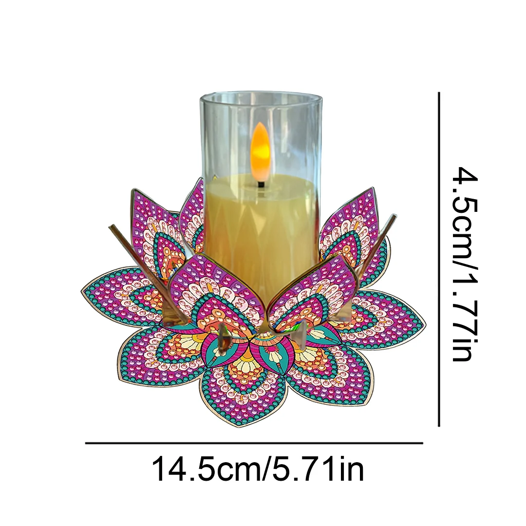 Mandala Lotus-N Acrylic DIY Diamond Painting Candle Holders Without Candles Crystal Painting Tealight Candle Stand Table Centerpiece for Adults Beginners Home Party Decor