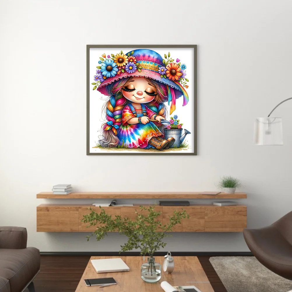 Full Round Diamond Painting 30*30cm - Gardening Girl