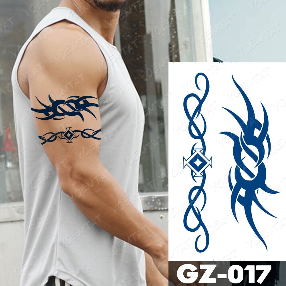 Gingf Lasting Waterproof Temporary Tattoo Sticker Tribal Totem Personality Flash Tattoos Male Chain Wing Ink Body Art Fake Tatto