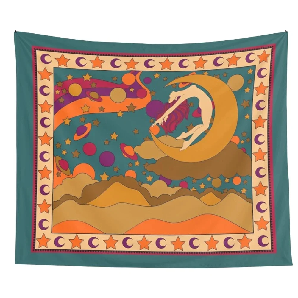 Vintage Sun Tapestry Wall Hanging 80s Retro Boho Decoration Home Decor Magic Tarot Tapestry Wall Decor Psychedelic Wall Prints