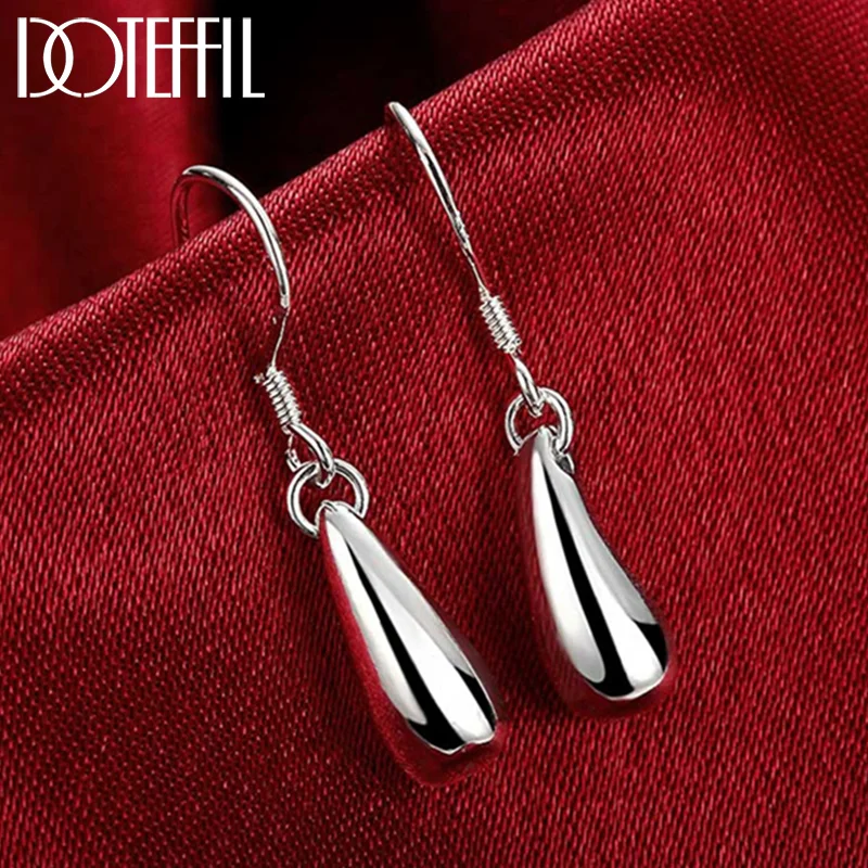 DOTEFFIL 925 Sterling Silver Water Droplets Raindrops Drop Earrings For Woman Jewelry