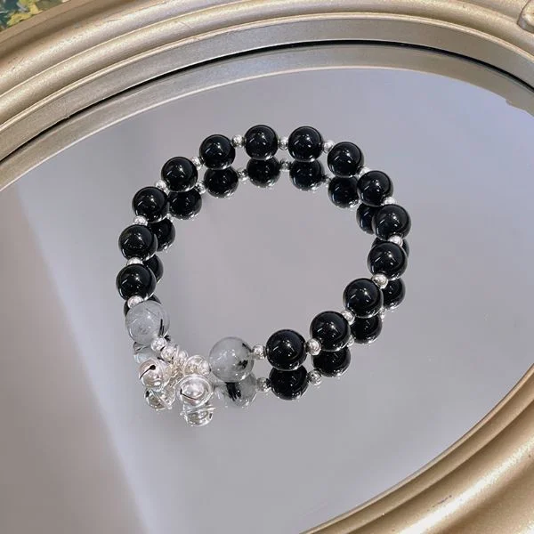 Natural Black Obsidian Crystal Auspicious Light Luxury Bracelet