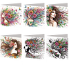 6PCS Diamond Painting Girl Greeting Cards Postcards with Envelopes