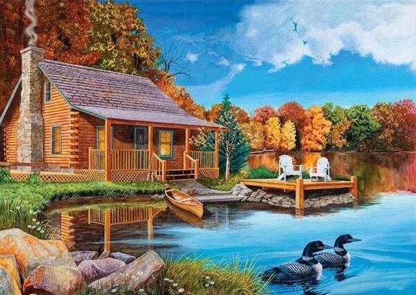 

Cottage by The Lake – Paint By Numbers - 40*50CM, 501 Original