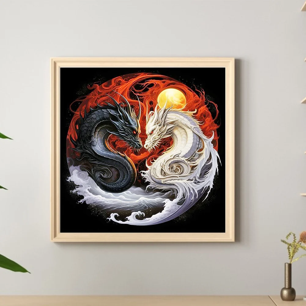 Diamond Painting - Full Round Drill - Yin Yang Dragon(Canvas|30*30cm)