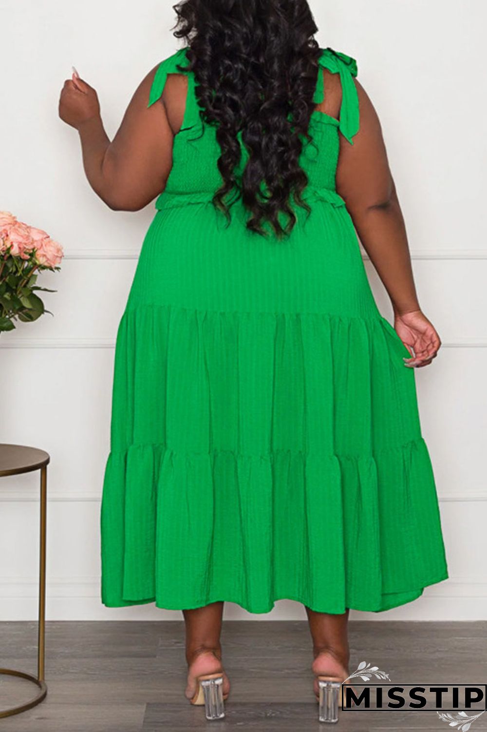 Black Casual Sweet Solid Bandage Patchwork Fold Spaghetti Strap Sling Dress Plus Size Dresses