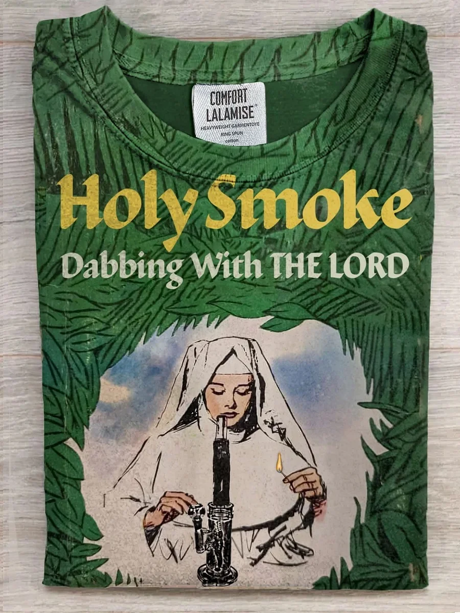 Eagerlys  Vintage Holy Smoke Funny Art Print T-shirt Eagerlys