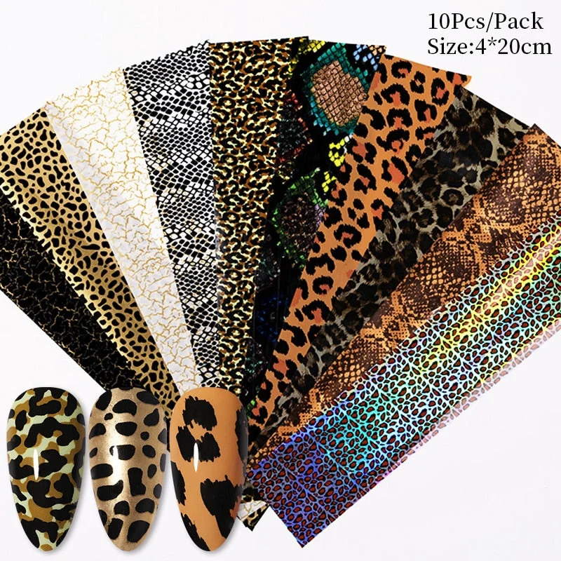 10Pcs/Bag Marble Nail Art Transfer Foil Sticker Flower French Tip Wraps Adhesive Decals Nails Decoration Manicures Accessories-Nail Inspo