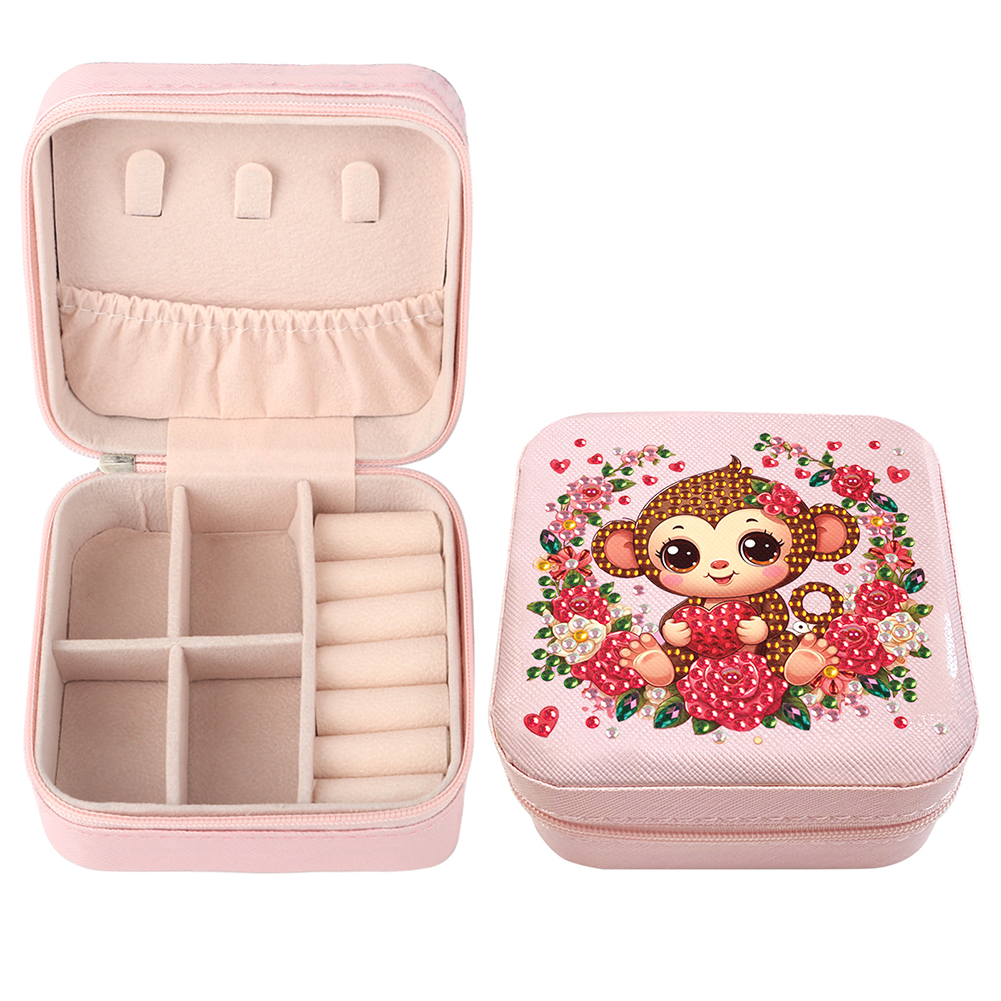 Special Shape Monkey 5D DIY Diamond Painting Jewelry Box for Art Crafts