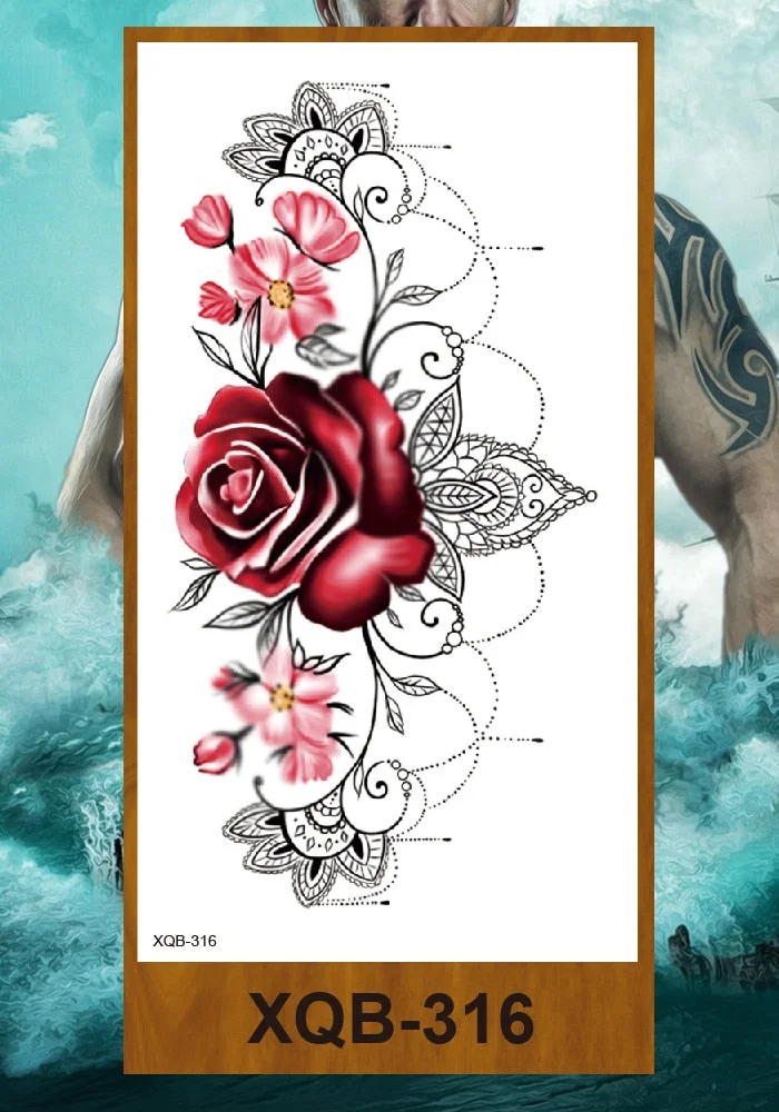 Temporary Tattoos Stickers Woman Arm Neck Chest Fake Necklace Tattos Girl Flower Cute Pussy Cat Body Makeup Waterproof Serpenti