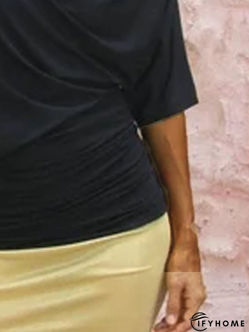 Cowl Neck Vintage 3/4 Sleeve Cotton-Blend Top | IFYHOME