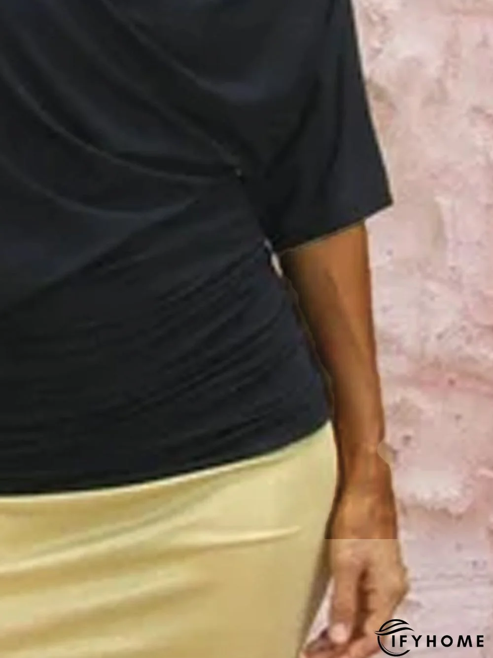 Cowl Neck Vintage 3/4 Sleeve Cotton-Blend Top | IFYHOME