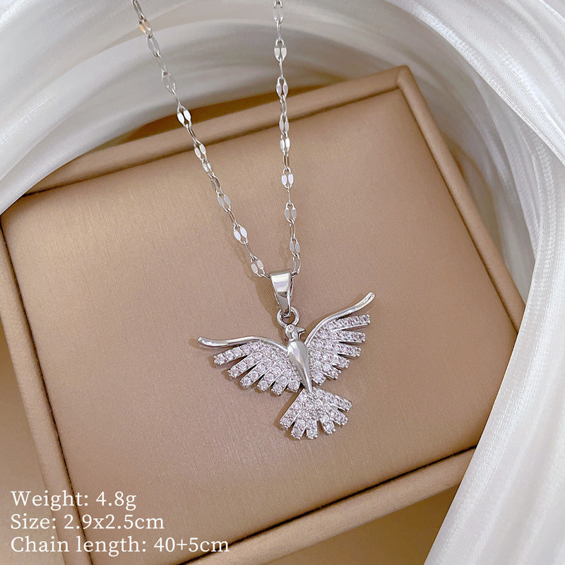 Copper Micro-Inlaid Heart Fashion Gorgeous Full Diamond Necklace Women’S Versatile Clavicle Chain Titanium Steel