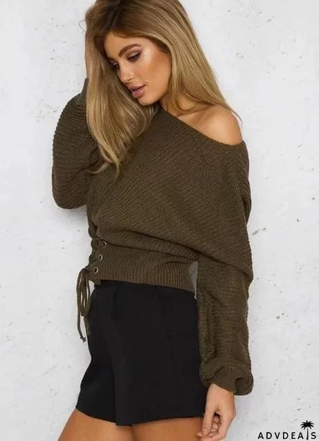 Off Shoulder Lightweight Chunky Sweater