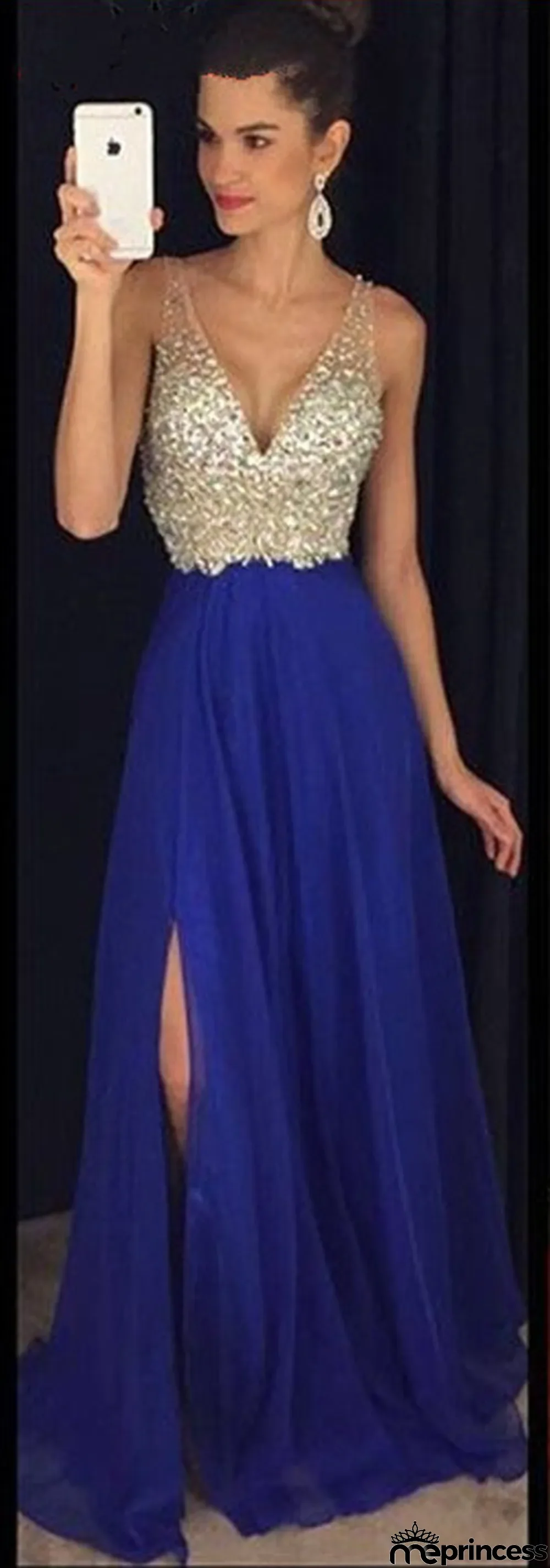 Sexy Evening Dress Sequined Deep V Neck Long Dress Chic Women's Clothing
