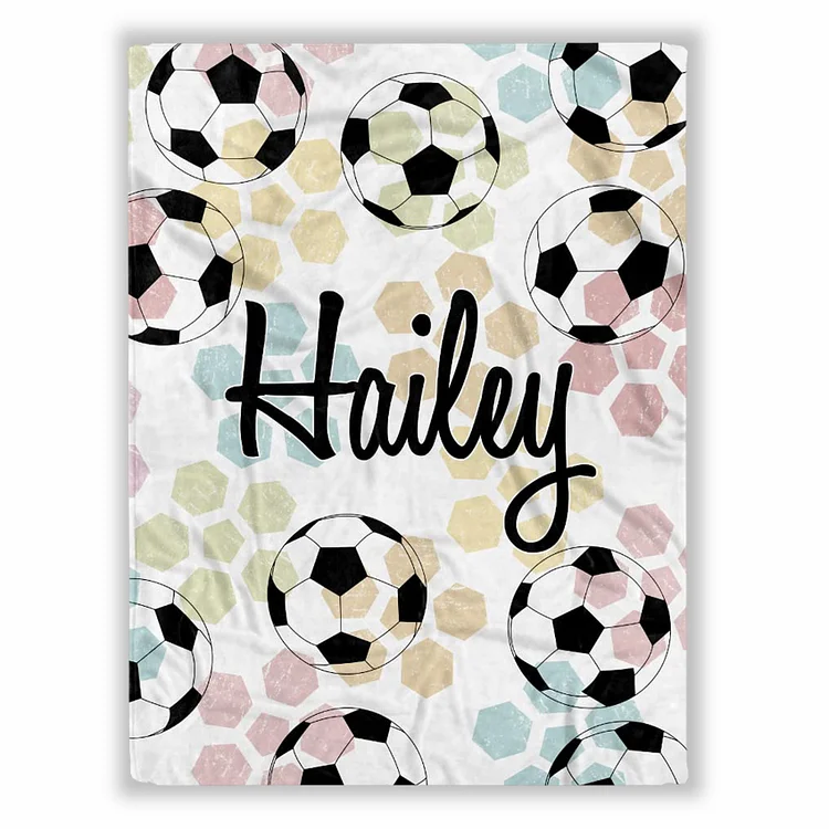 BlanketCute-Personalized Lovely Kid Soccer Blanket with Your Kid's Name | 08
