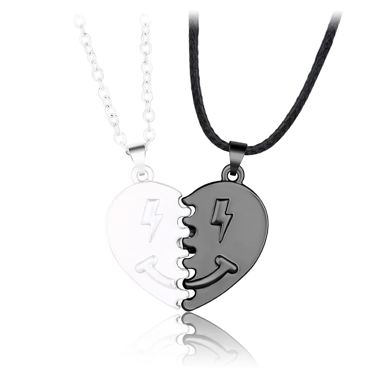 Couple Matching Necklace Lightning Smiling Face Necklace Valentine's Day Gifts for Women Men