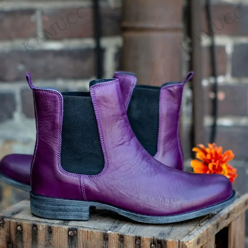 Lady Chelsea Boots PU Leather Boots Women Casual Shoes Female Ankle Boots Woman Mid Calf Booties Autumn Fashion Platform Booties