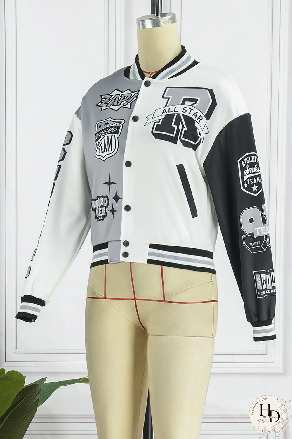 Rose Red Casual Street Print Patchwork Buckle Outerwear(Subject to Actual Product)