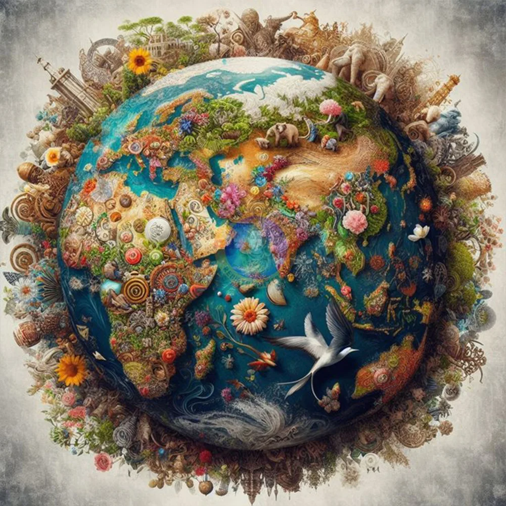 14CT Full Stamped Cross Stitch - Earth(Canvas|50*50CM)