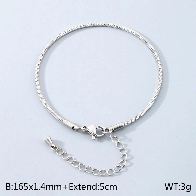 Minimalist Solid Color 304 Stainless Steel 18K Gold Plated Unisex Bracelets Men Chain Bracelets