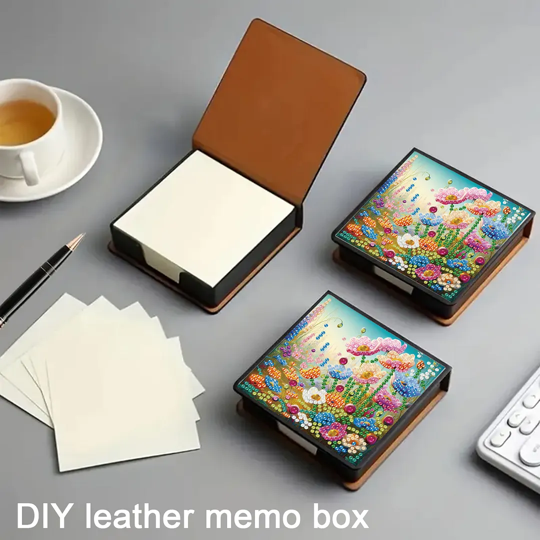 Garden PU DIY 5D Diamond Painting Note Box w/160 Sheets for Office Home School