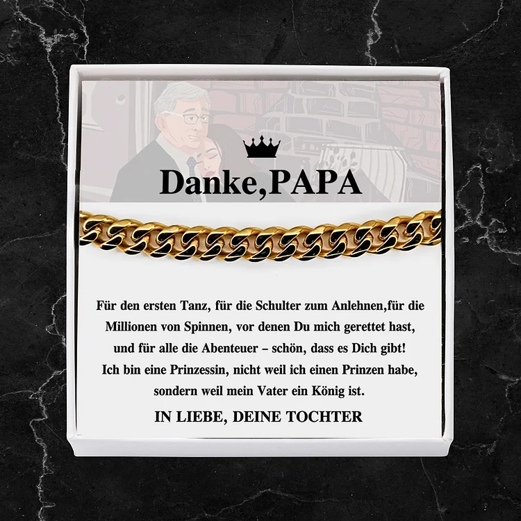 Herren Kubanisches Armband- Danke Papa-Geschenk mit Nachrichtenkarte