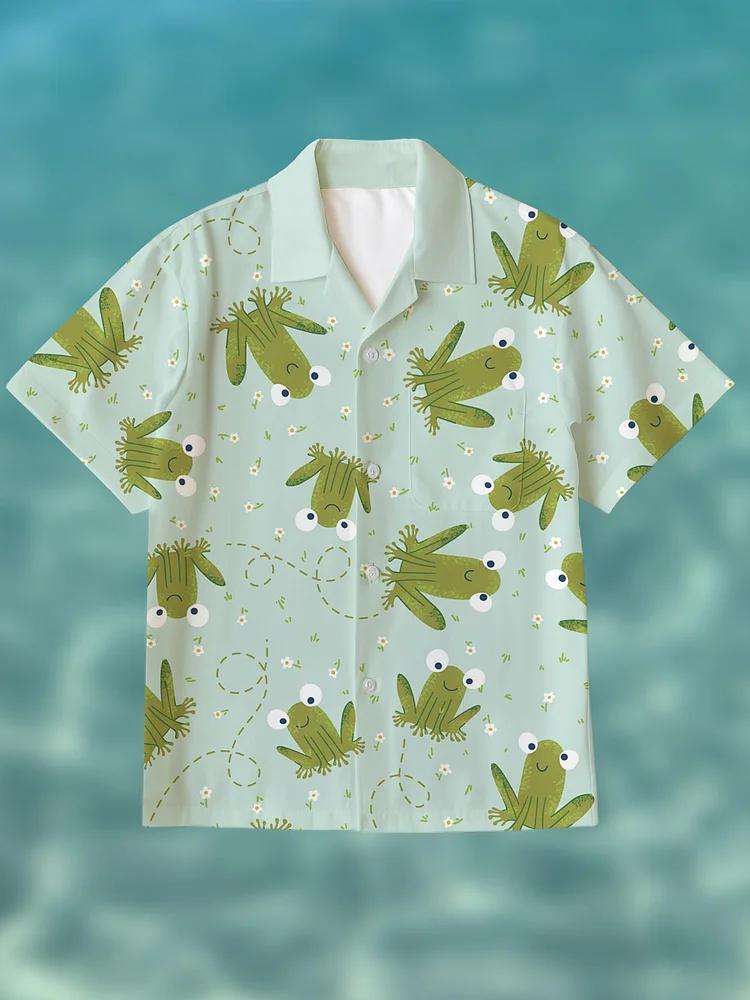 Men's Hawaii Vacation Frog Ditsy Print Shirt