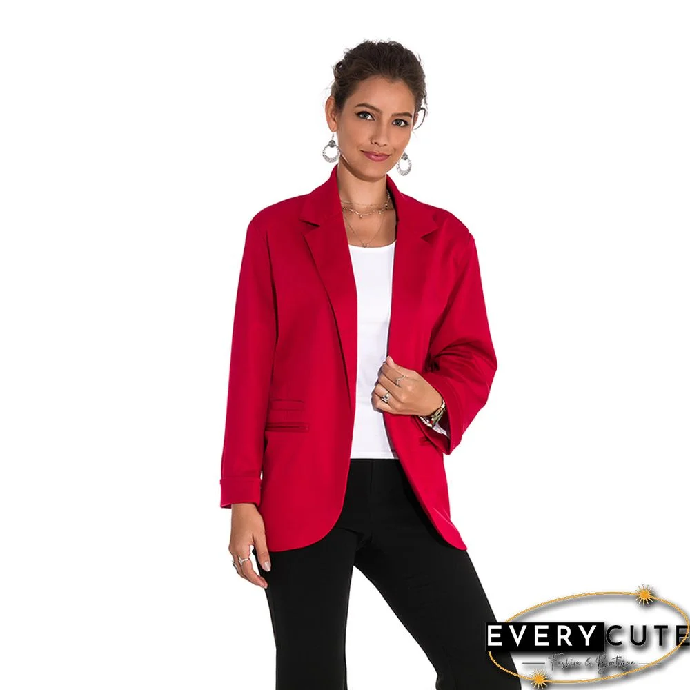 Wine 3/4 Sleeve Fashion Lady Suit