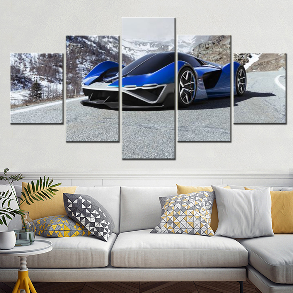 5 Pieces Wall Art Canvas Painting Cool Car Poster Alpine A4810 Picture Print Living Room Wallpaper Bedroom Mural Home Decorative
