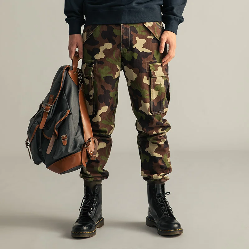 Retro Camouflage M-65 Cuff Field Rib Cuff Casual Pants