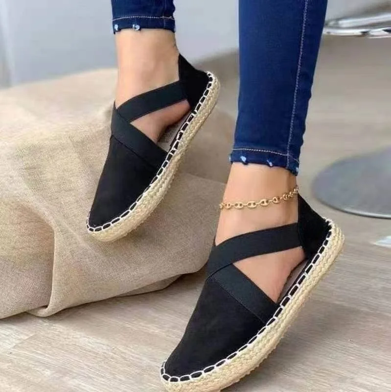 Summer Striped Platform Sandals Wedges Shoes For Women Hemp Rope Bottom Women's Espadrilles High Heels Slip On Canvas Fisherman