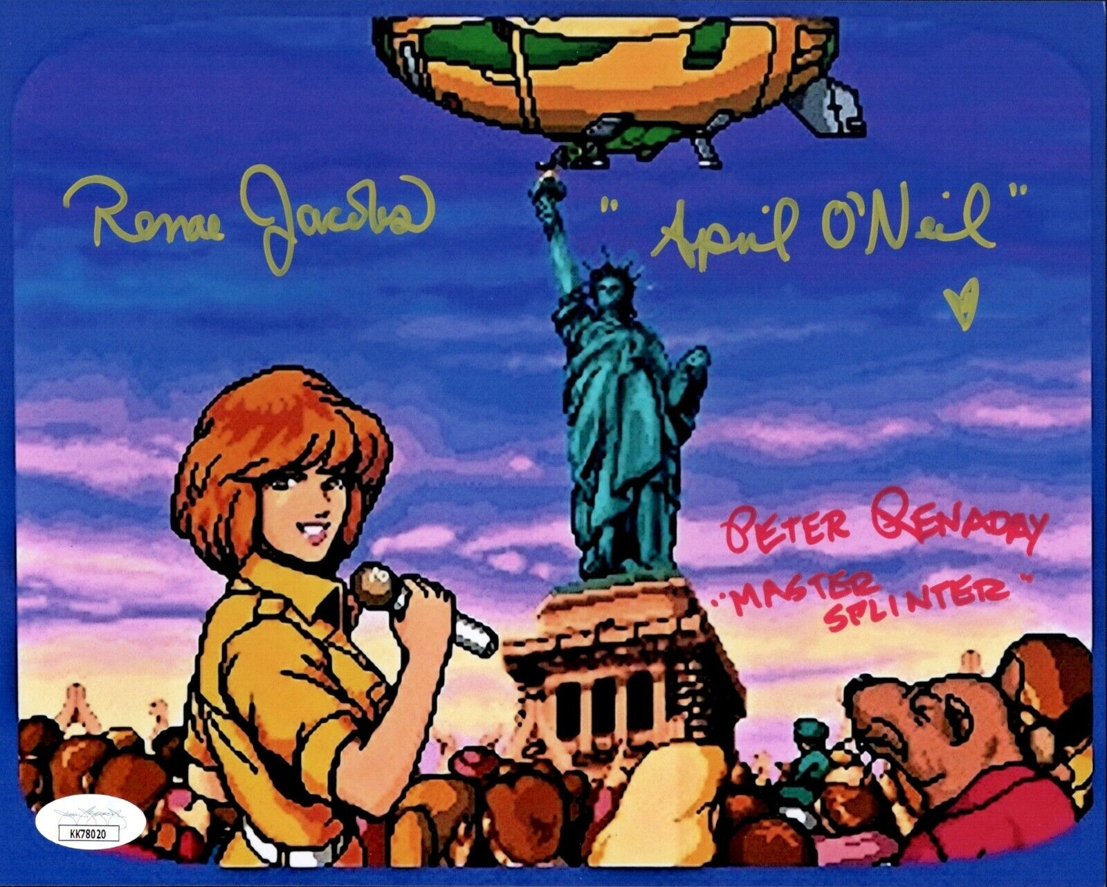 PETER RENADAY & RENAE JACOBS Signed TMNT APRIL & SPLINTER 8x10 Photo Poster painting JSA COA