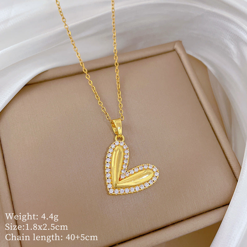 Copper Micro-Inlaid Cross Fashionable And Gorgeous Full Diamond Necklace For Women All-Match Clavicle Chain Titanium Steel