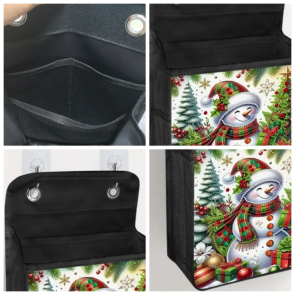 5D DIY Christmas Snowman Diamond Painting Hanging Storage Bag Diamond Art Organizer Box Home Decor 