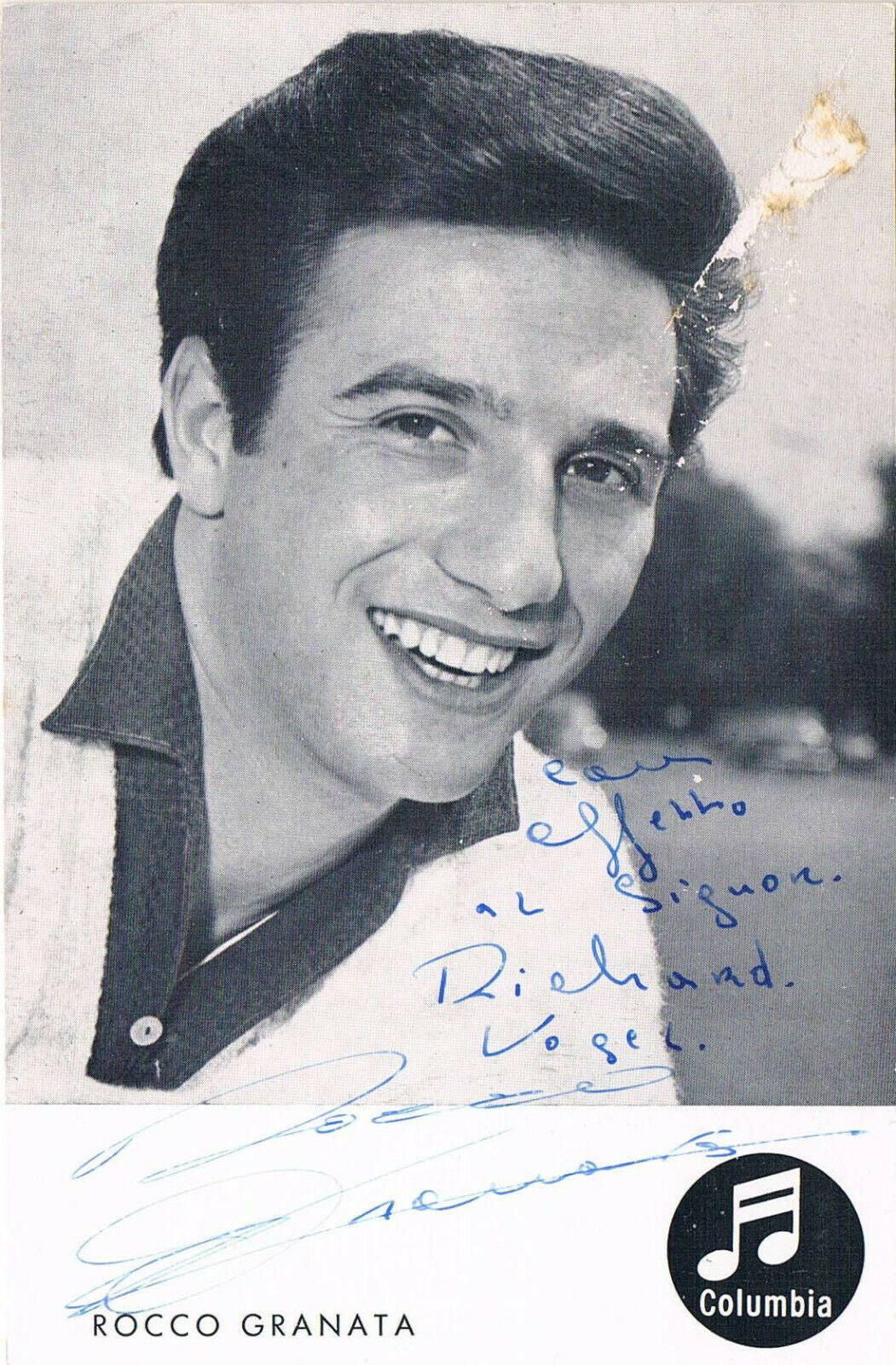 Rocco Granata 1938- autograph signed postcard Photo Poster painting 3.5x5.5