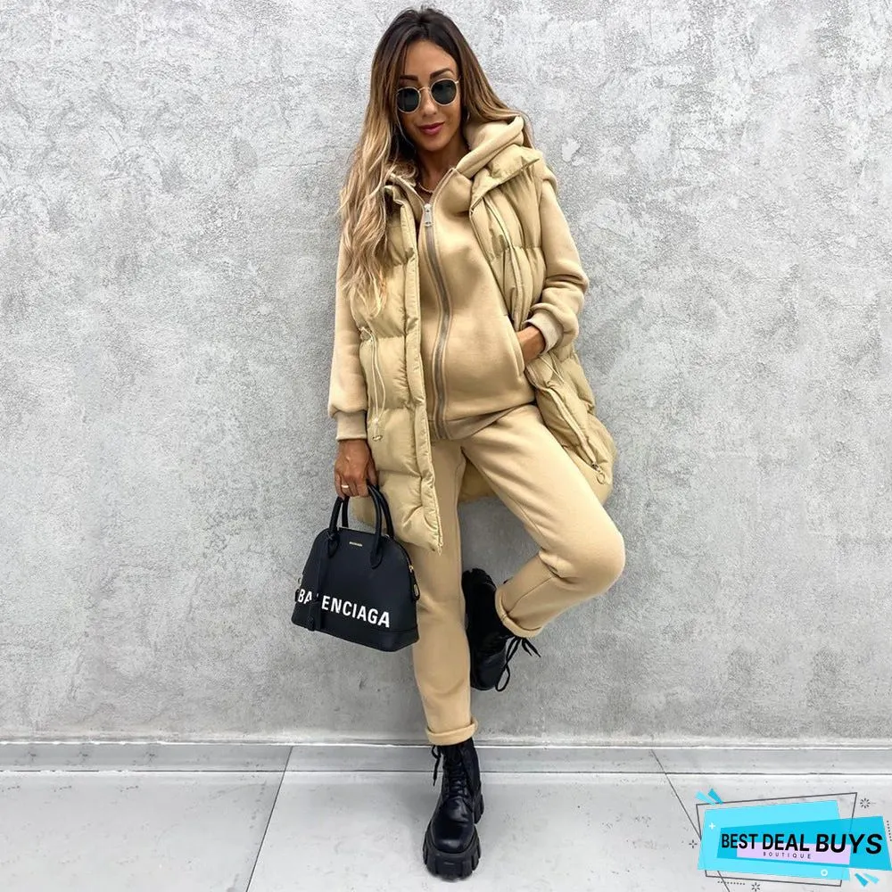 Drawstring Waist Zip Up Gilet Puffer Jacket