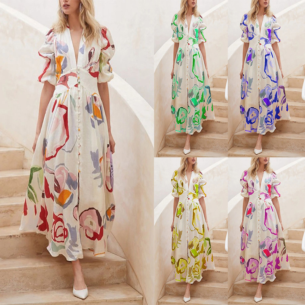 Spring 2024 - New European & American Style Women's Floral Print Bodycon Dress