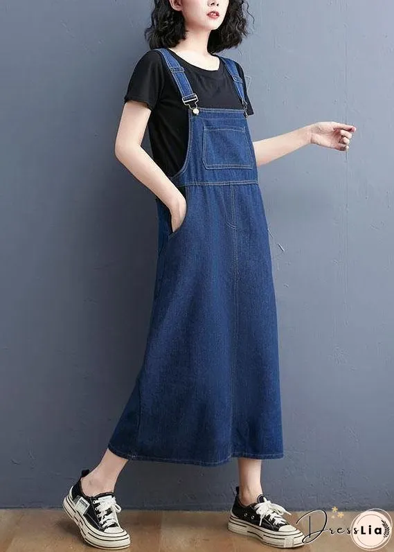 Summer Denim Large Pocket Strap Skirt