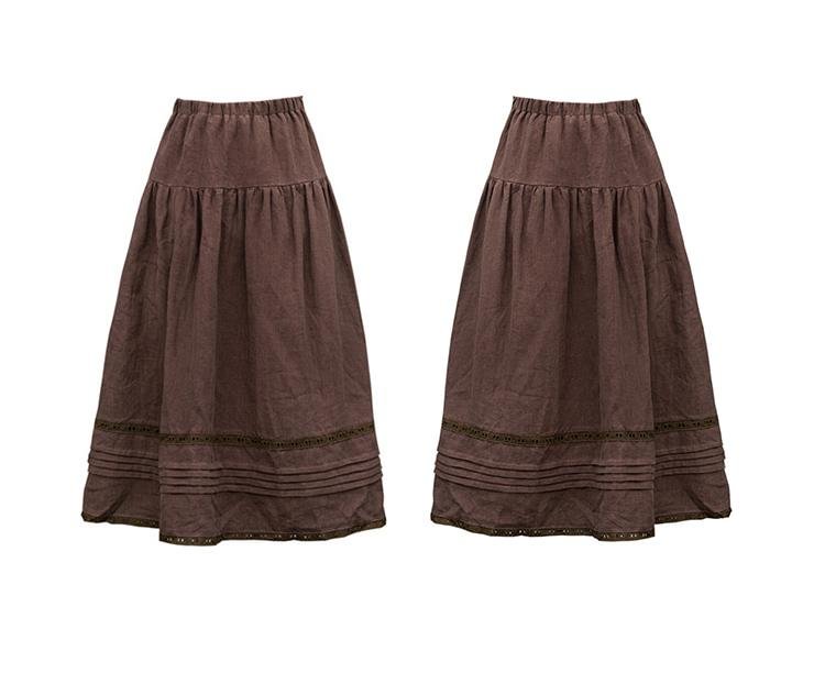 Queenfunky cottagecore style 100% Linen Farmcore Skirt With Pockets QueenFunky