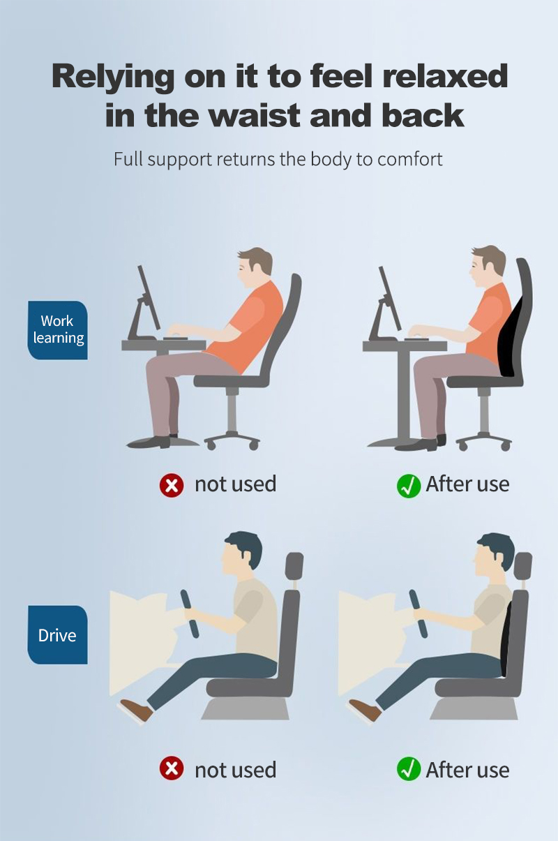 Tegooe Ergonomic Car Seat Memory Foam Neck Pillow Headrest and Lumbar Support Cushion Set