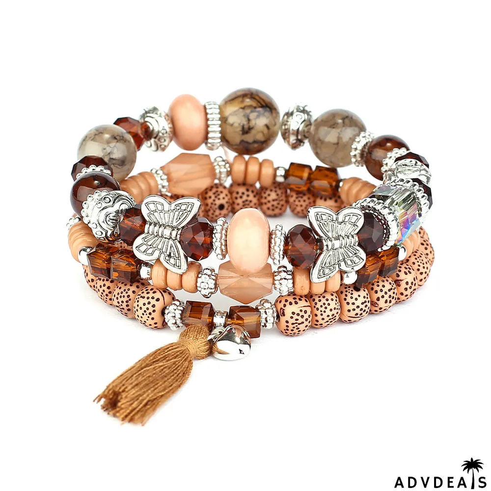 Women's Butterfly Tassel Pendant Multi-layer Bracelet