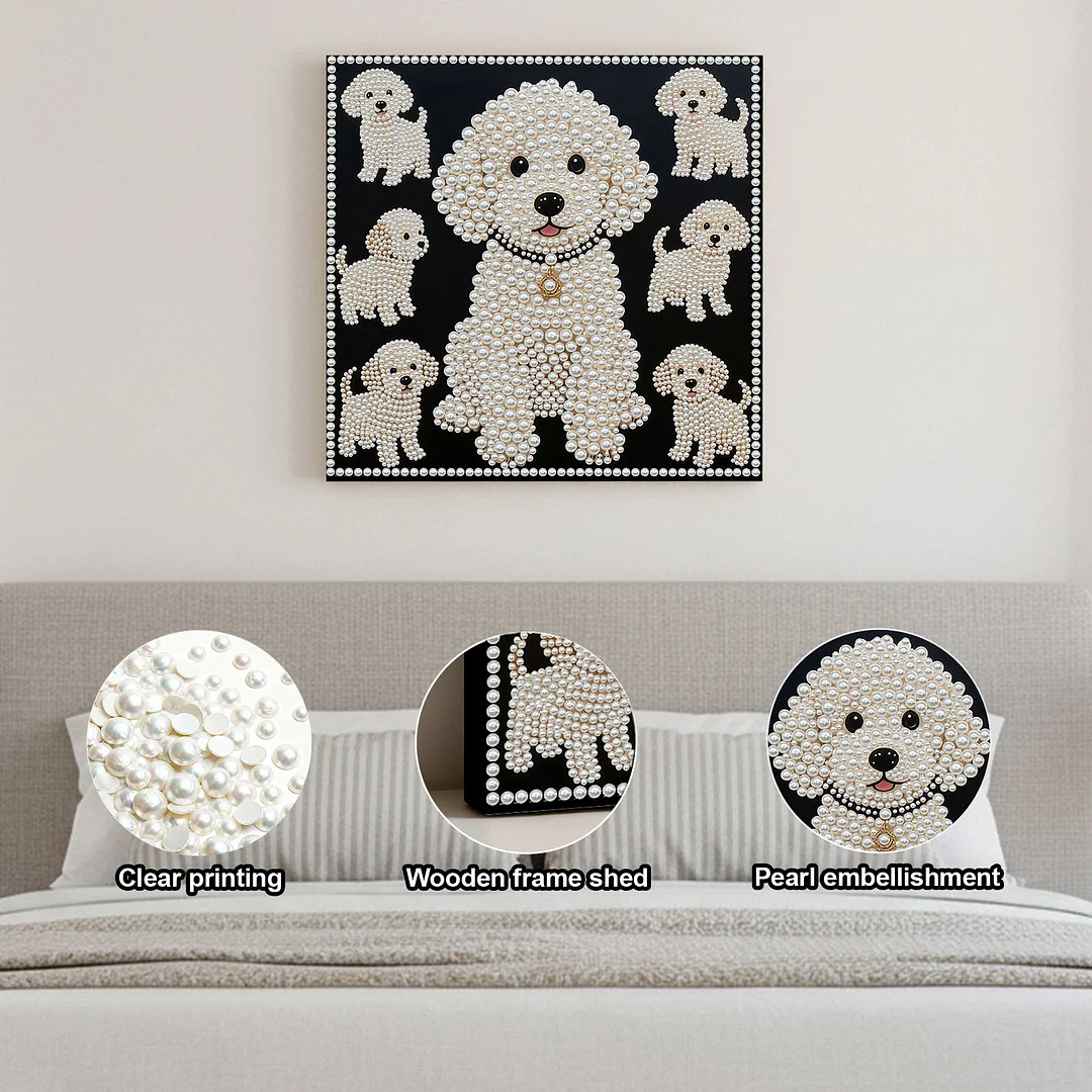 Puppy DIY Pearl Art Diamond Painting With Frame 30x30cm for Adults Home Decor