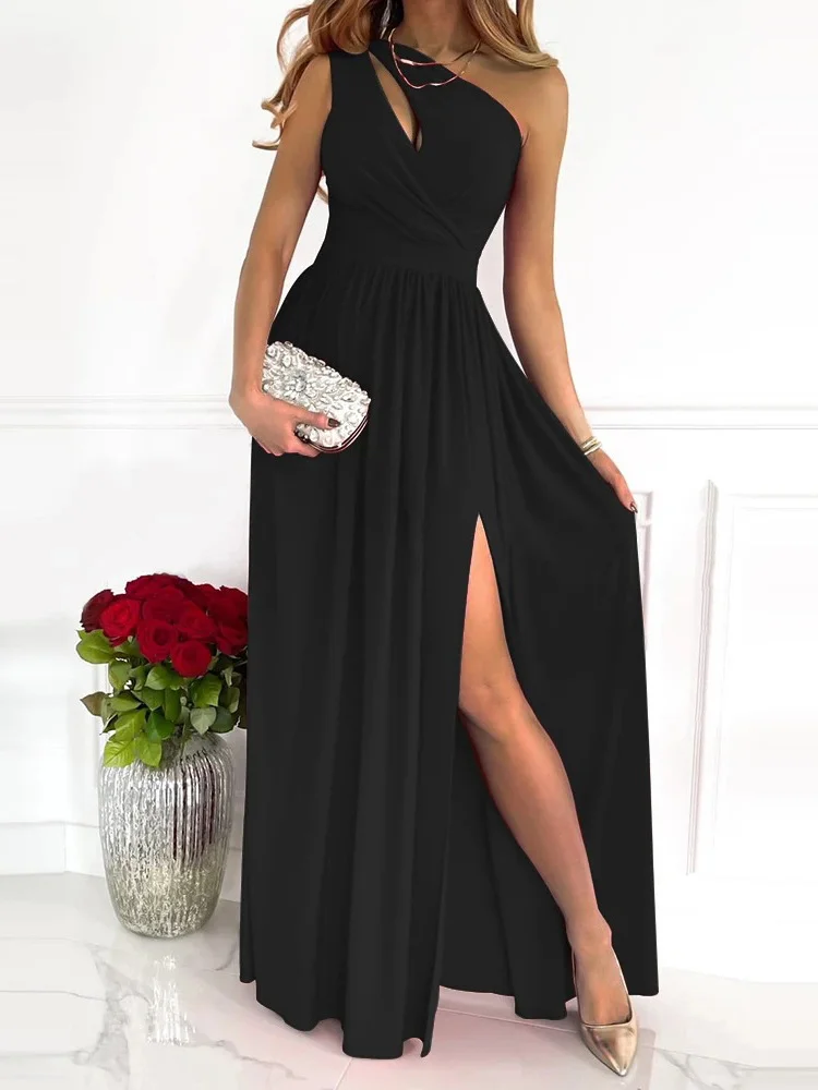Sexy Floral Camisole Fashion Sleeveless Slim Off Shoulder Party Maxi Prom Dress