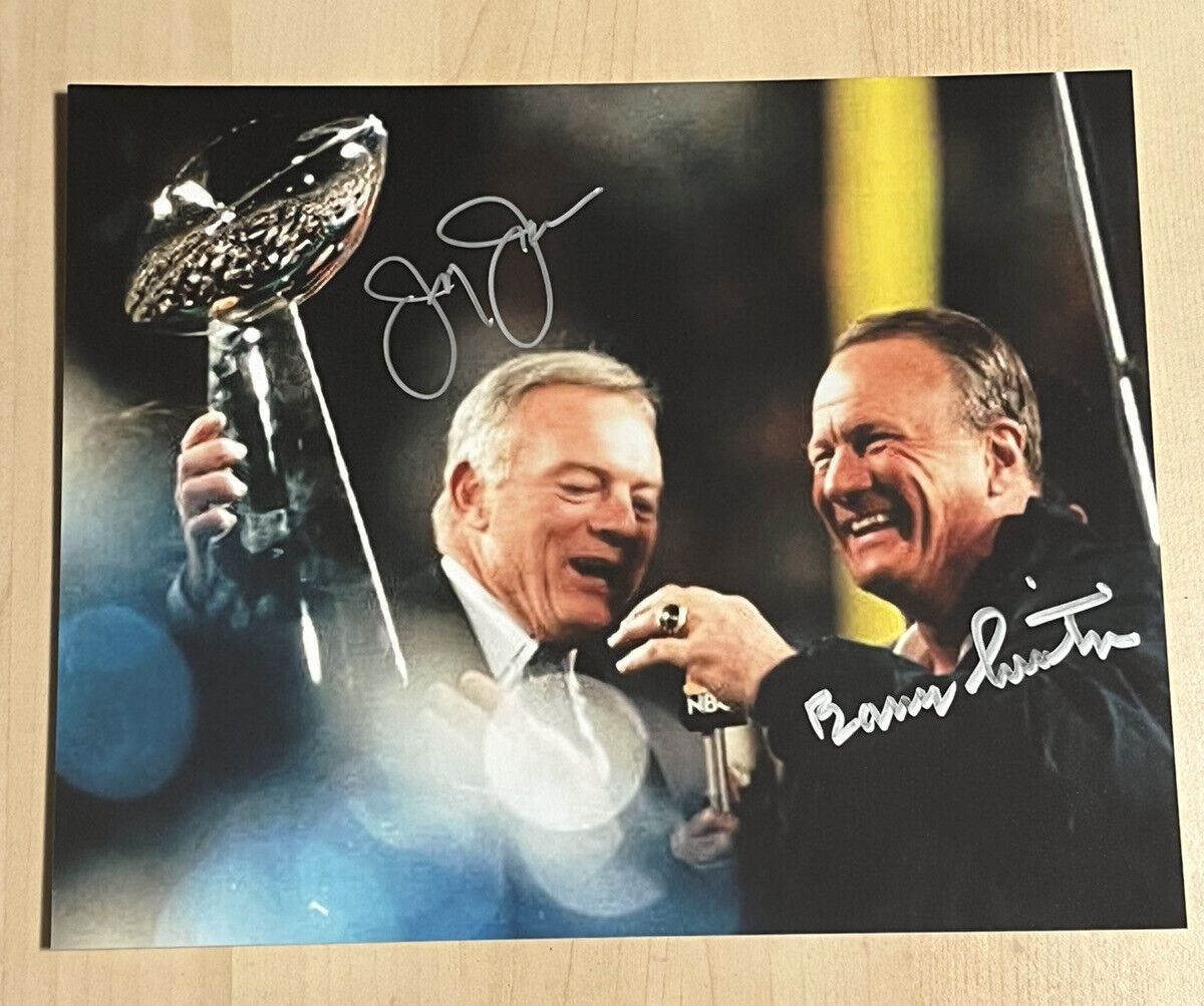 JERRY JONES & BARRY SWITZER SIGNED 8x10 Photo Poster painting DALLAS COWBOYS AUTOGRAPHED COA