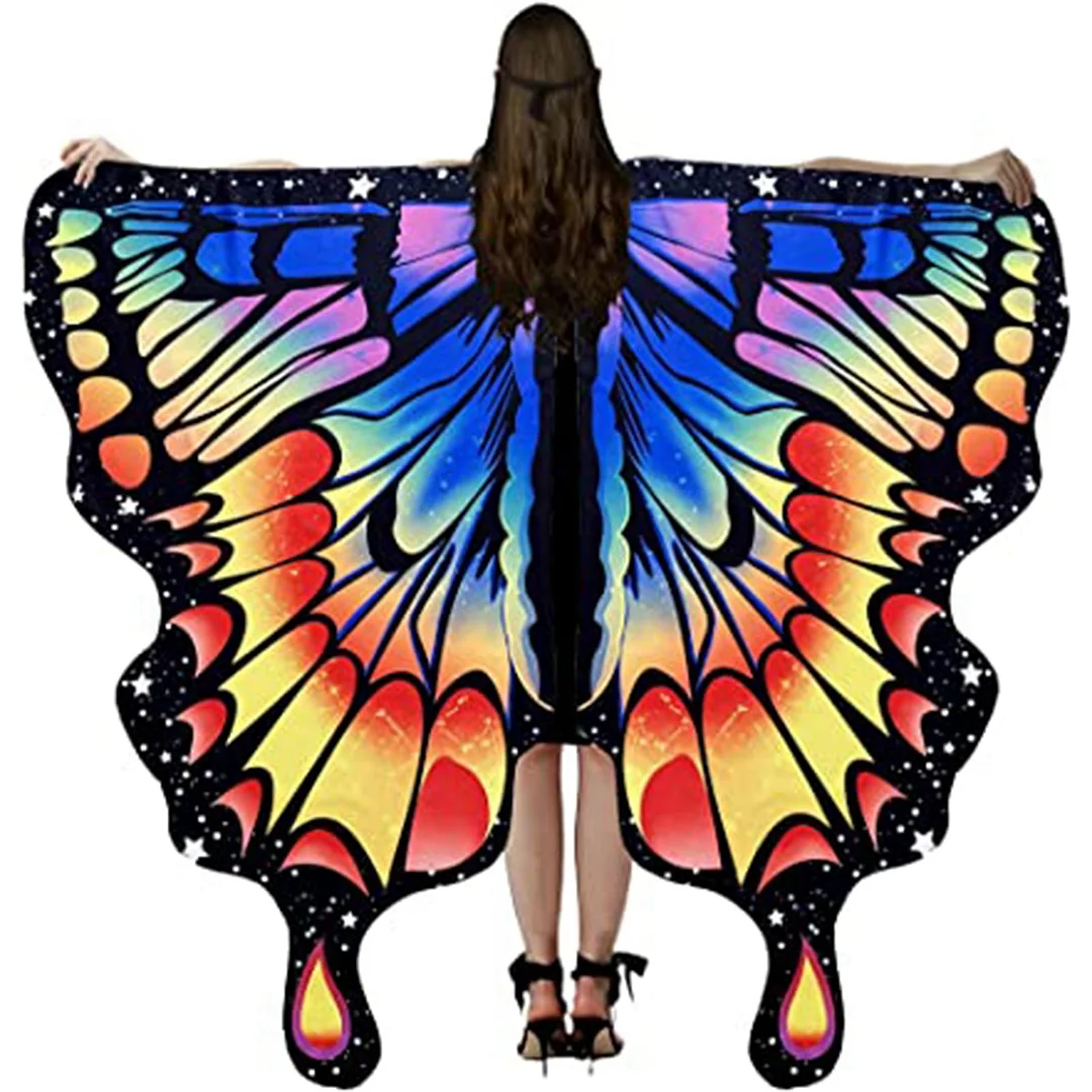 Fairy Butterfly Wings Cloak Lady Shawl Cape Christmas Halloween Dance Costume