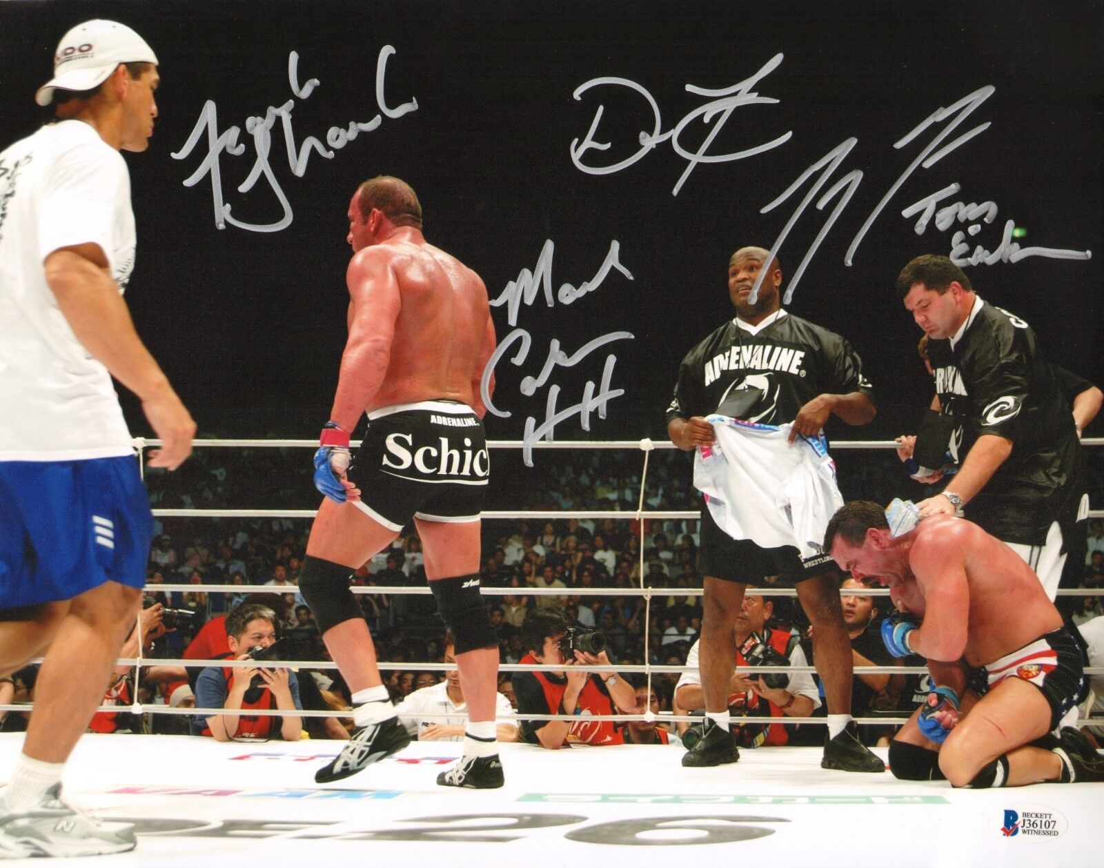 Mark Coleman Don Frye Frank Shamrock +2 Signed 11x14 Photo Poster painting BAS COA Pride FC UFC