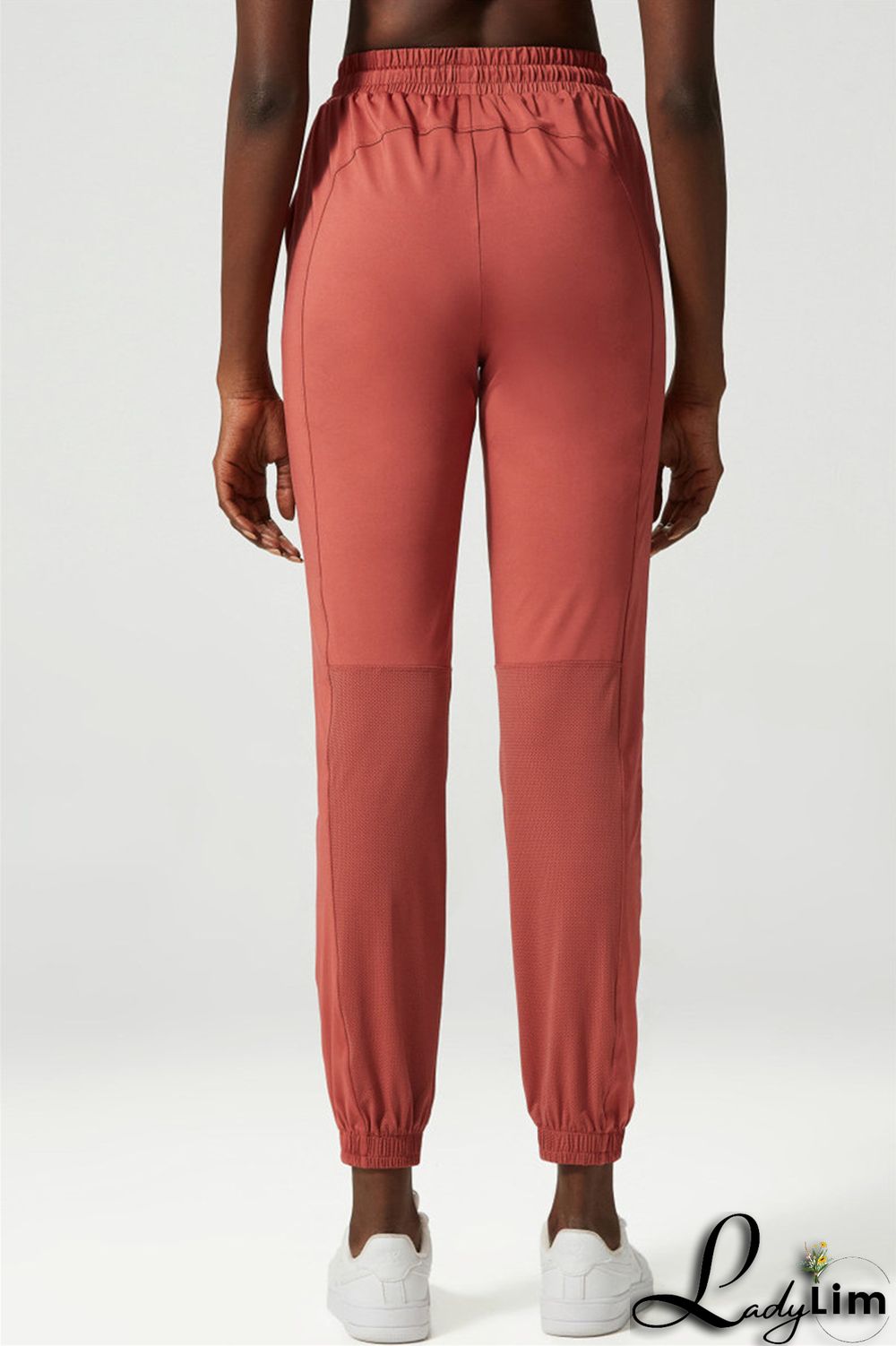 Apricot Casual Sportswear Solid Patchwork Regular High Waist Trousers