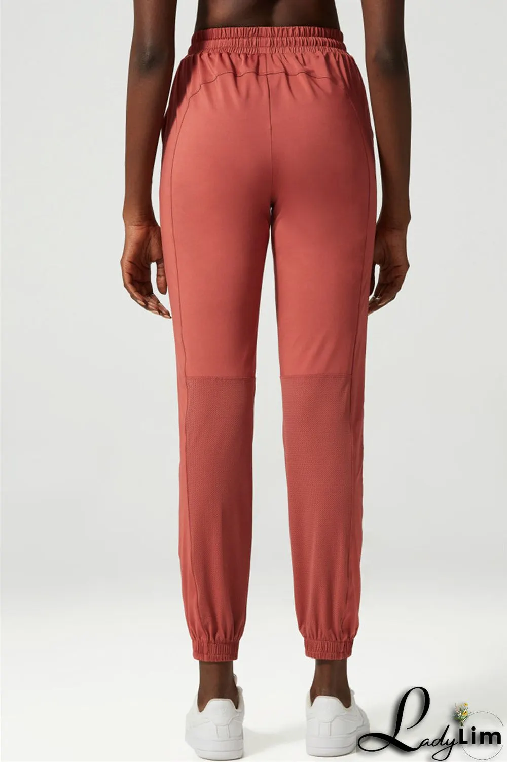 Apricot Casual Sportswear Solid Patchwork Regular High Waist Trousers