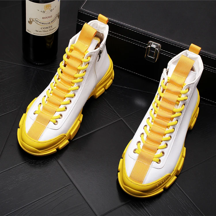 Gamintor Top Quality Fashion Men's Casual Shoes Leather Platform Boots Men Sneakers Male Man Trending Leisure High Tops Shoes for Men